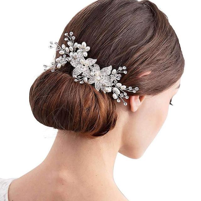 Dewenwils Dww-Argent Mariage Cristal Cheveux Vignes Fleur Feuille Headpieces Accessoires De Cheveux De Mariage Pour La Marie on Productcaster.