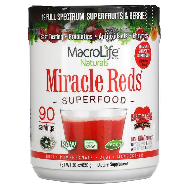 Macrolife Naturals, Miracle Reds, Superfood, Goji-Granatäpple-Acai-Mangosteen, 30 oz (850 g) on Productcaster.