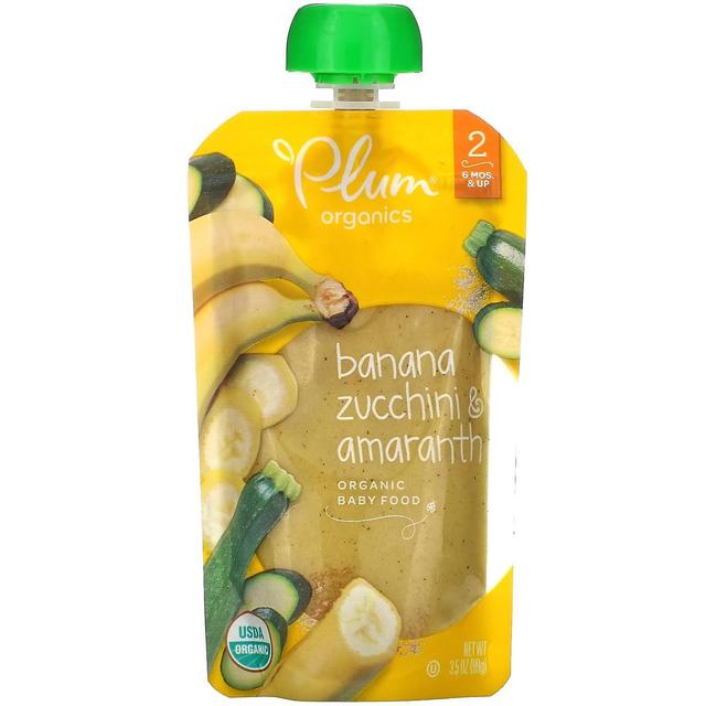 Plum Organics Blomme økologisk, økologisk babymad, 6 mons & op, banan, courgette & amarant, 3,5 oz (99 g) on Productcaster.