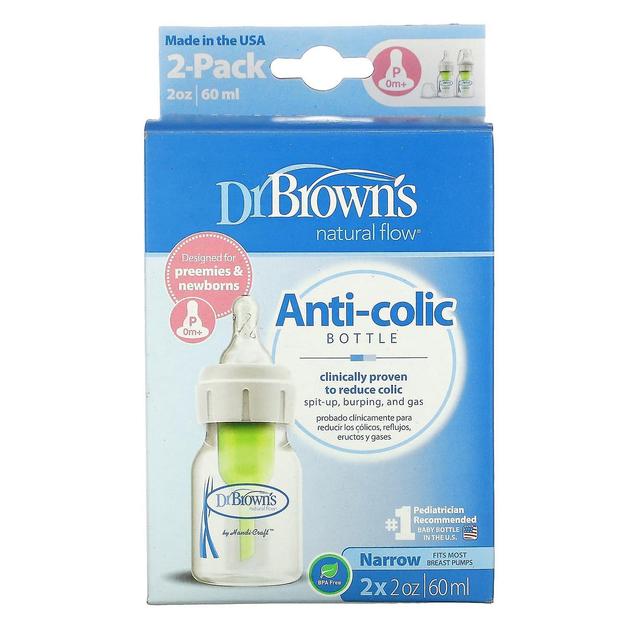 Dr. Brown's, Natural Flow, Anti-Colic Bottle, P/0+Months, 2 Pack, 2 oz (60 ml) Each on Productcaster.