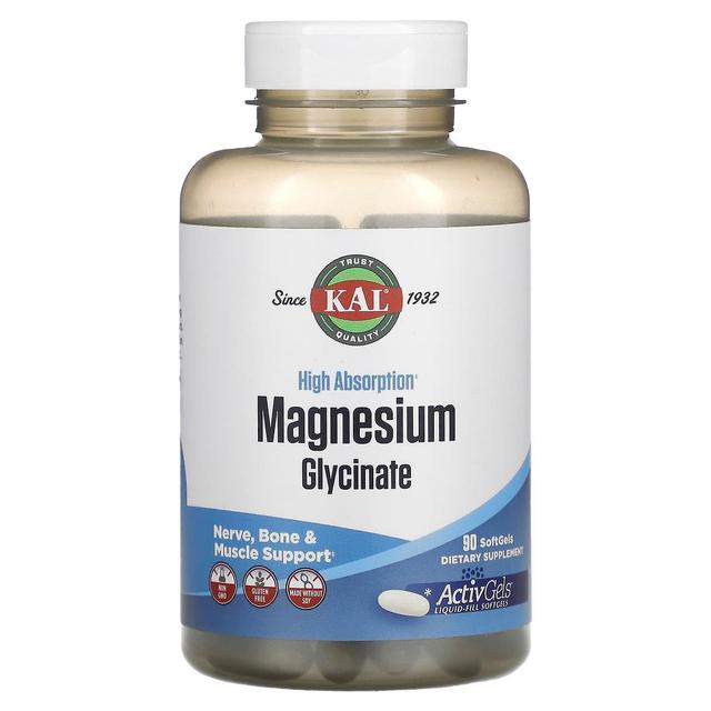 KAL, High Absorption Magnesium Glycinate, 90 SoftGels on Productcaster.