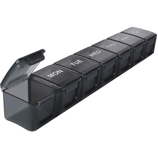 XL Weekly Pill Organizer for Pills/Vitamins/Fish Oil/Supplements - Extra Large Daily Pill Cases (Black) on Productcaster.