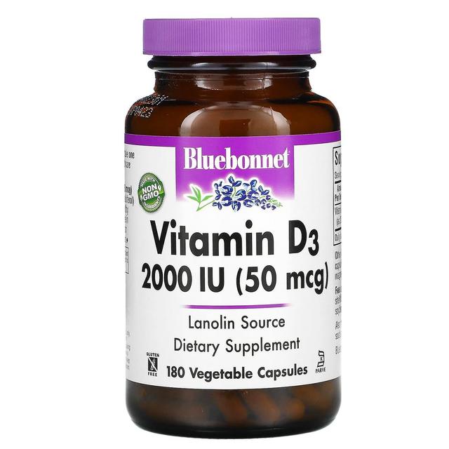 Bluebonnet Nutrition, Vitamin D3, 50 mcg (2,000 IU), 180 Vegetable Capsules on Productcaster.