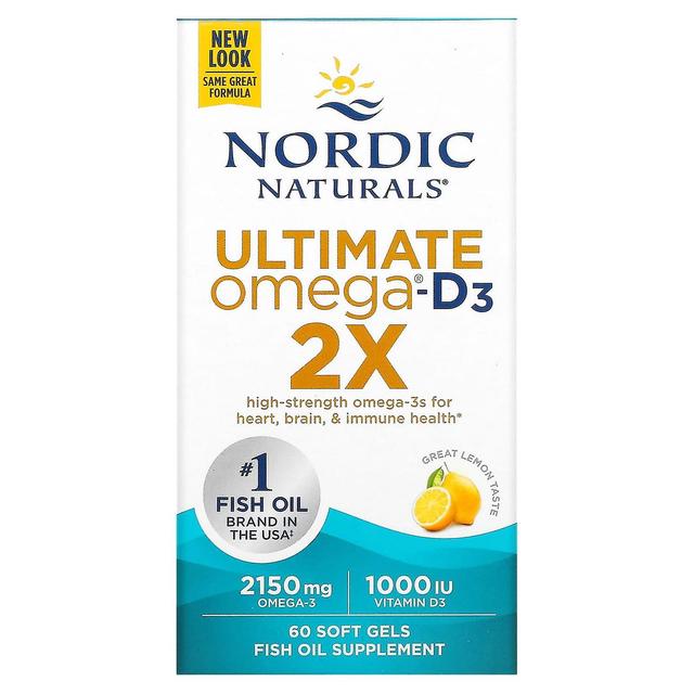 Nordic Naturals, Ultimate Omega 2X mit Vitamin D3, Zitrone, 60 Softgels on Productcaster.