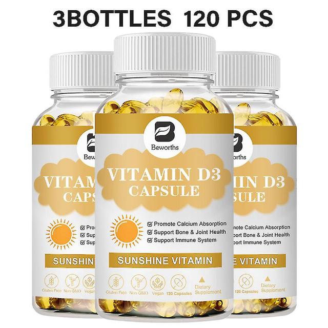 Guoguo Vitamin D3 5000 Iu With Coconut Mct Oil,high Potency Vitamin D Supplement To Support Bone,joint,breast,heart,colonimmune Health 3bottles 120pcs on Productcaster.