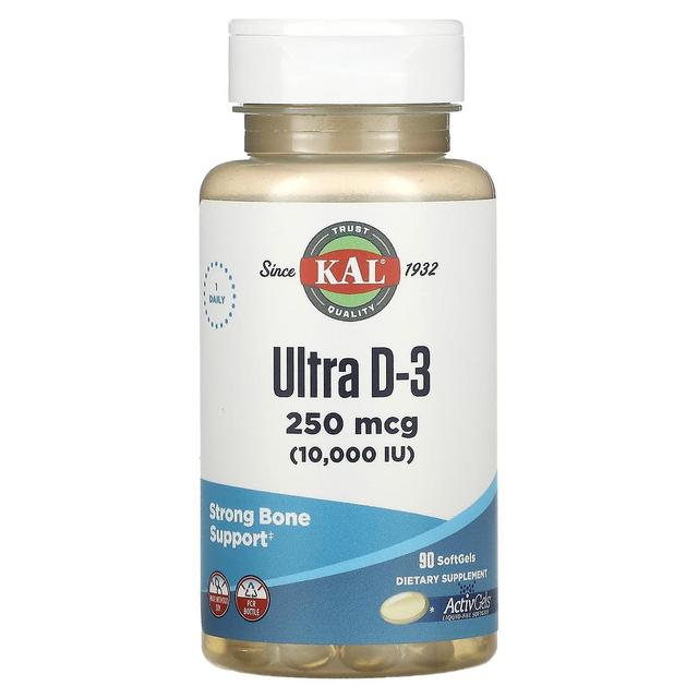 KAL, Ultra D-3, 250 mcg (10,000 IE), 90 Softgels on Productcaster.