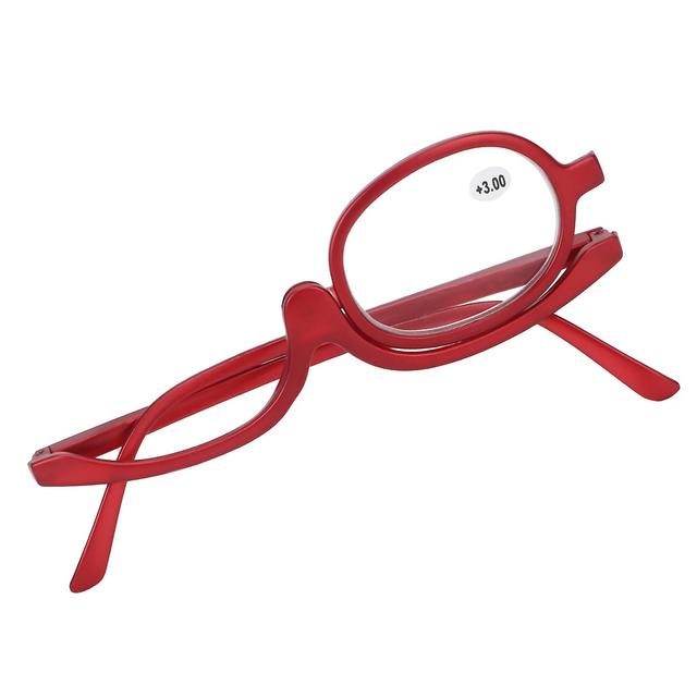 Aespa Magnifying Makeup Glasses Single Lens Rotatable Fashionable Eye Make Up Glasses for Women Red(+3.00 ) on Productcaster.