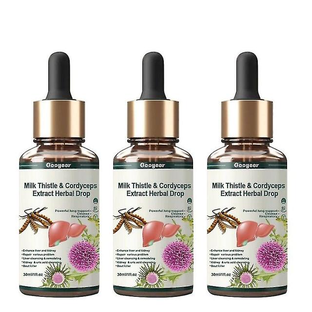 Milk Thistle Cordyceps Sinensis Drops, Powerful Liver Support Liver Detox Liver Care Repair, Herbal Supplements -GSL 3pcs on Productcaster.