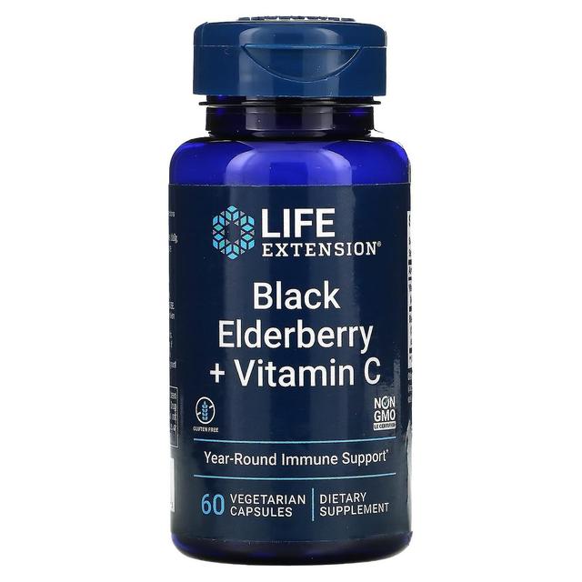 Life Extension, Black Elderberry + Vitamin C, 60 Vegetarian Capsules on Productcaster.