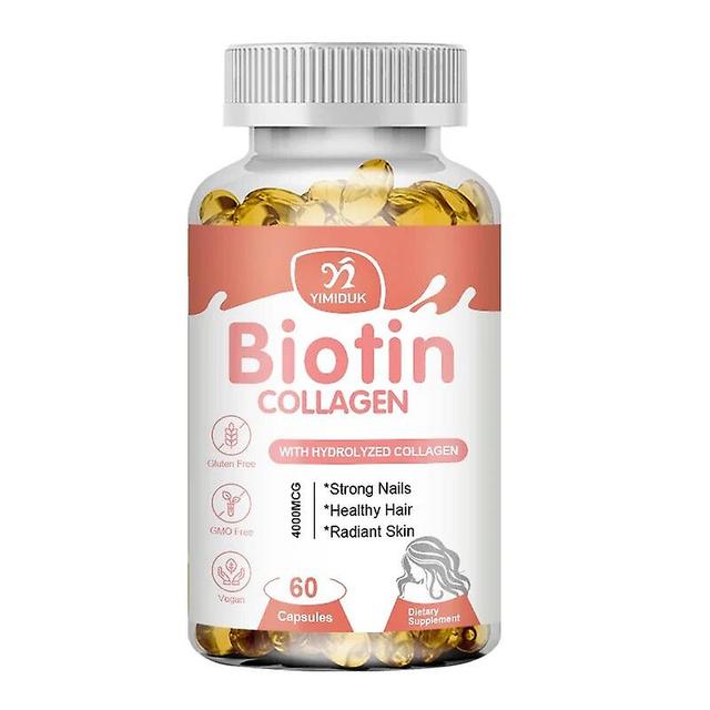 Visgaler 5x Collagen Biotin Supplement Protein Support Anti Aging Strong Nails Shiny Hair Glowing Smooth Skin Vegan Capsules 1 Bottles 60 pcs on Productcaster.