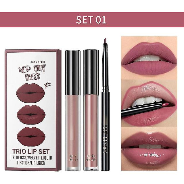 Scacv Lip Glaze Lip Liner Set Copa antiadherente Sin desvanecimiento Brillo de labios Maquillaje de labios hidratante nutritivo 1 on Productcaster.