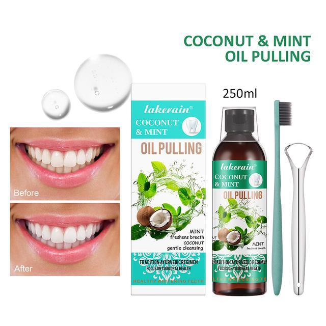 Ofocase Coconut Oil Pulling with 7 Essential Oils and Vitamin D3,Coconut & Peppermint Oil Pulling with Tongue Scraper & Toothbrush, Fresh Breath He... on Productcaster.