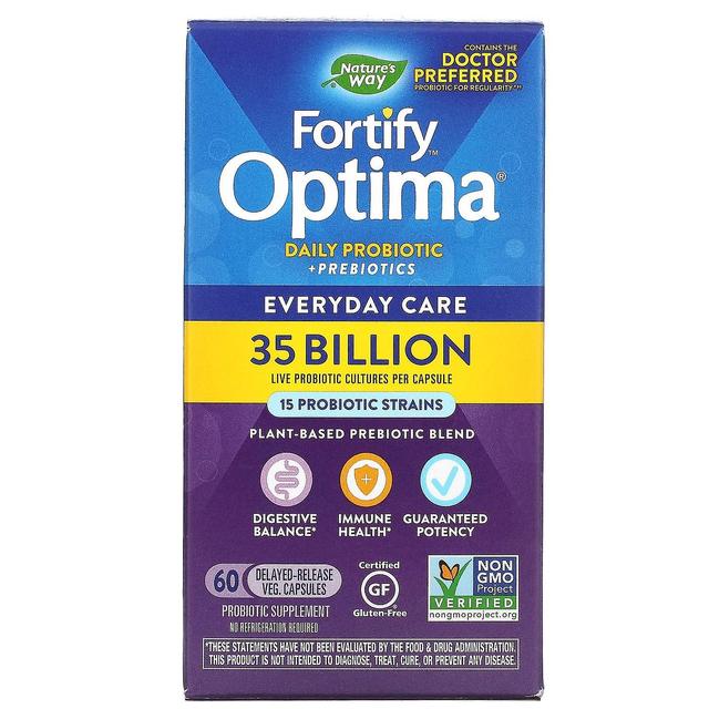 Nature's Way, Fortify Optima Daily Probiotic + Prebiotics, 35 milliarder, 60 forsinket frigivelse veg. on Productcaster.