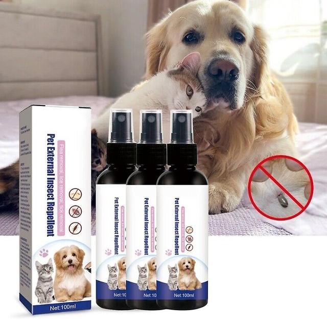 1 Packung Haustier Flohspray Katze und Hund Haustier Hautreinigung Externes Zeckenschutzmittel Anti-Juckreiz-Spray 3PC on Productcaster.