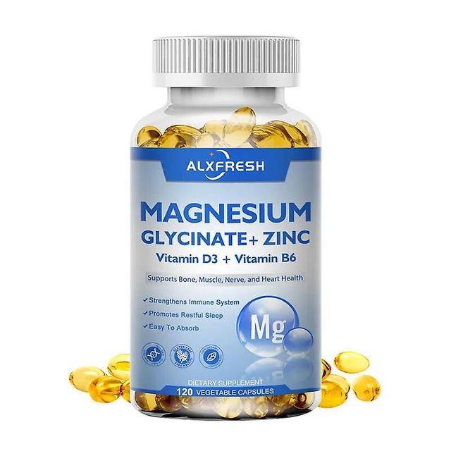 Visgaler Alxfresh Magnesium Glycinate & Zinc 500mg Supplement For Supports Muscle, Joint, And Heart Healtht - 120 Vegan Capsules 1X Bottle 120pcs on Productcaster.