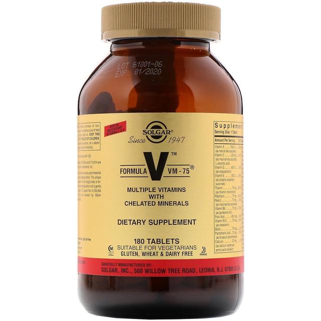 Solgar, Formel V, VM-75, Mehrere Vitamine mit Chelatmineralien, 180 Tabletten on Productcaster.