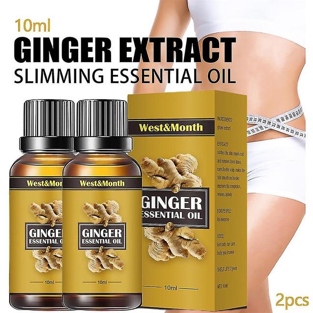 2pcs Belly Drainage Ginger Oil Body Massage Slimming Oil Lose Weight Fat Burner Qxuan 10ml on Productcaster.