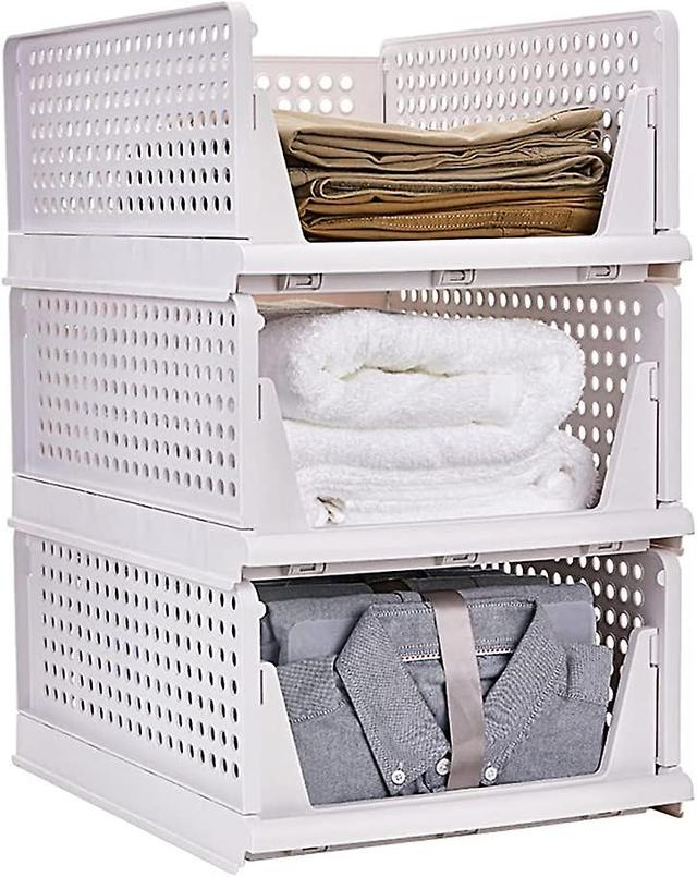 Lot De 3 Botes De Rangement Pliables Pour Armoire De Cuisine, Chambre Coucher, Salle De Bain (blanc) on Productcaster.