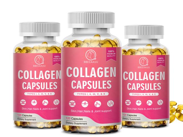 Visgaler Ultra High Absorption Hydrolyzed Collagen Capsules Support Skin & Joint & Hair Health Anti-aging Nutritional Supplements 3bottle x120pcs on Productcaster.