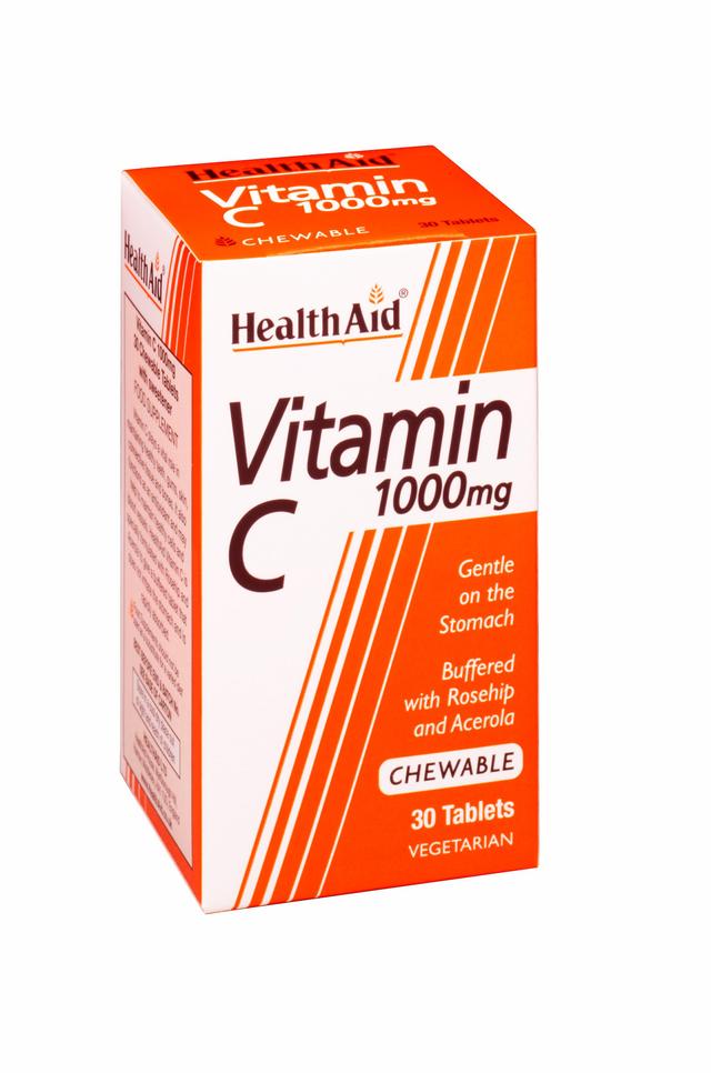 Health Aid Vitamin C 1000mg - Chewable (Orange Flavour), 30 Tablets on Productcaster.