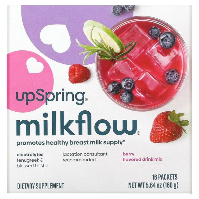 UpSpring, MilkFlow, Fenugreek & Blessed Thistle Supplement Drink, Berry, 16 Packets, 0.35 oz (10 g) on Productcaster.