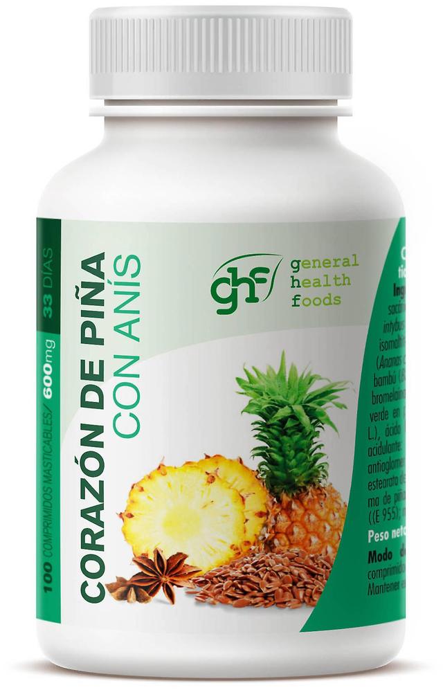 General Health Foods GHF Hjerte Ananas 600 mg 100 tyggetabletter 70 gr on Productcaster.