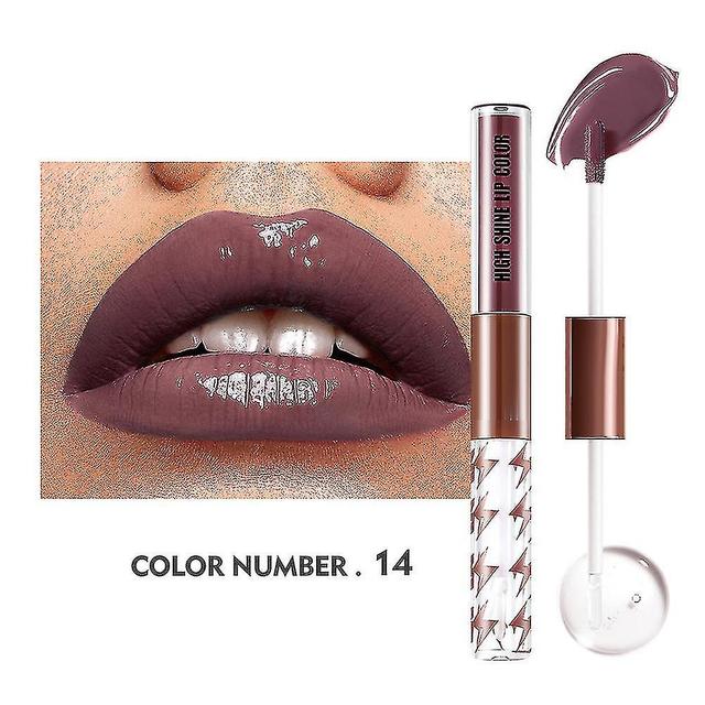 Scacv Double Head Lip Glaze High Shine Moisturizing No Fading Lip Gloss Vandtæt Non-stick Cup Lip Stick 14 on Productcaster.