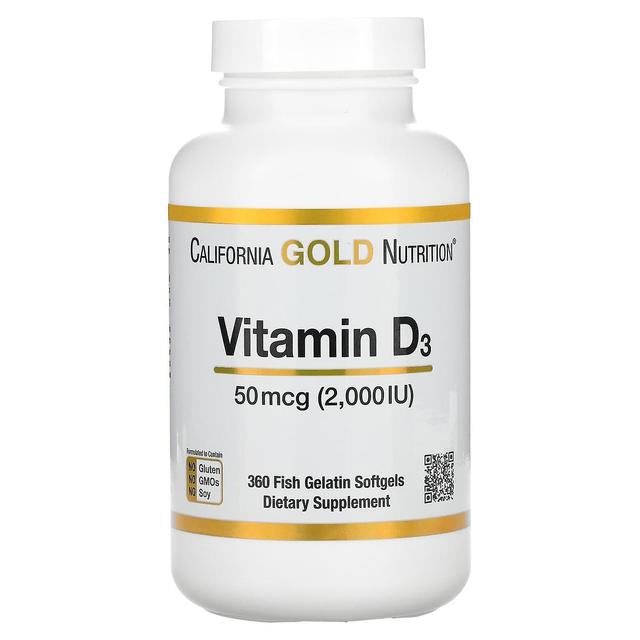 California Gold Nutrition, Vitamin D3, 50 mcg (2,000 IU), 360 Fish Gelatin Softgels on Productcaster.