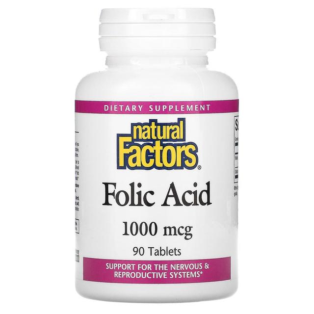 Natural Factors, Folic Acid, 1,000 mcg, 90 Tablets on Productcaster.