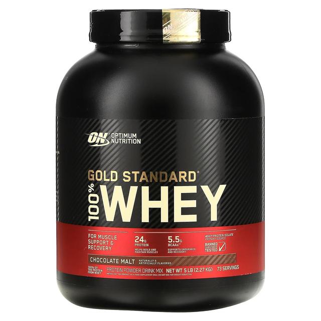 Optimum Nutrition Optymalne odżywianie, Gold Standard 100% Whey, Słód czekoladowy, 5 funtów (2,27 kg) on Productcaster.