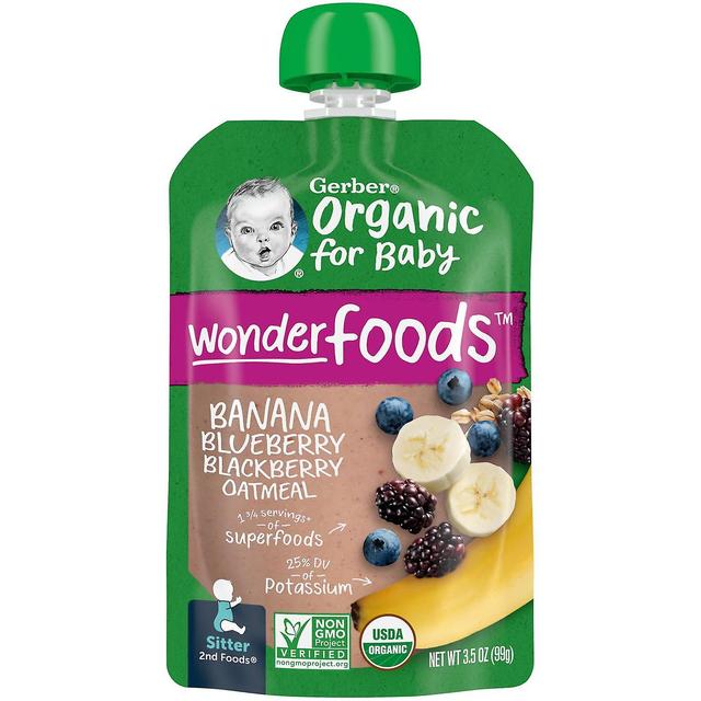 Gerber, Organic for Baby, WonderFoods, 2nd Foods, Banana, Blueberry & Blackberry Oatmeal, 3.5 oz (99 on Productcaster.