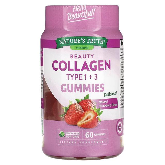 Nature's Truth, Beauty Collagen Gummies, Types 1 + 3, Natural Strawberry, 60 Gummies on Productcaster.