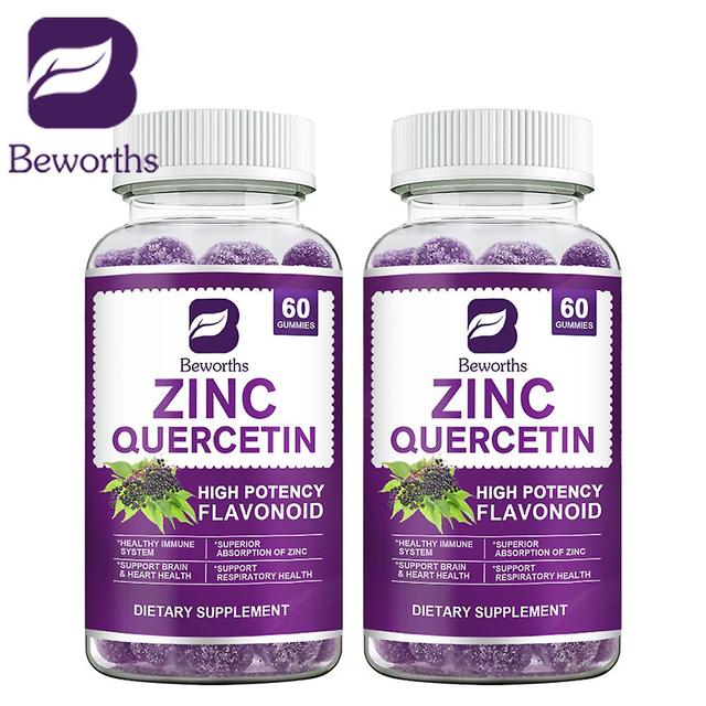 Tib Bw Quercetin Gummies With Bromelain Elderberry Zinc Vitamin C For Immunity Cardiovascular Allergy Aging Support For Adult & Kid 2Bottles 60 pcs on Productcaster.