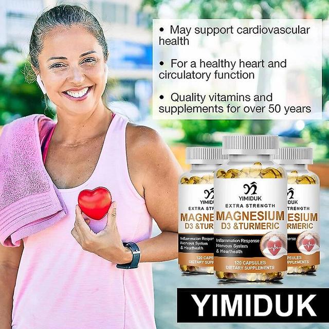 Visgaler Magnesium & Vitamin D3 Capsule With Turmeric Healthy Heart And Nervous System, Strengthens Bones &muscles, Improved Joint Health 1 Bottles... on Productcaster.