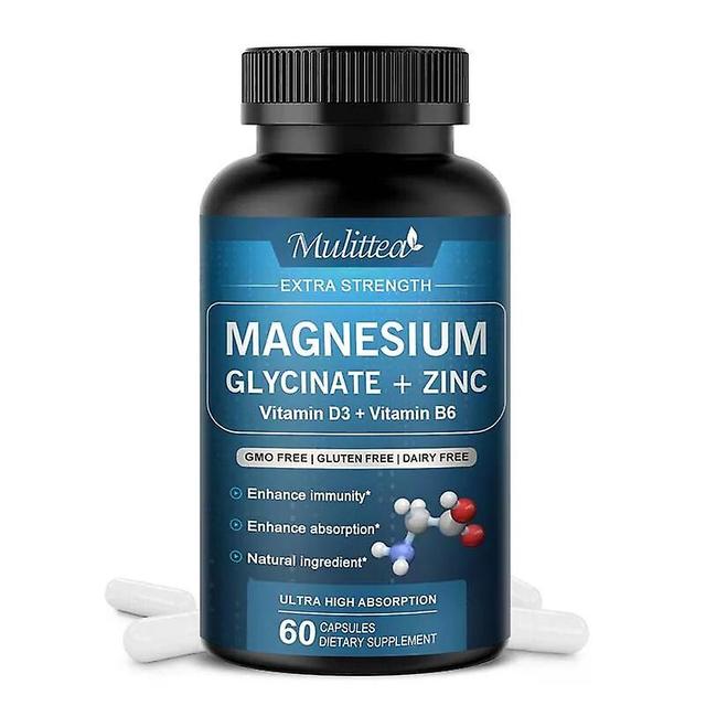 500mg Glycine Magnesium with Zinc,Vitamin D3 B6 Health for Bones and Teeth Health Helps Natural SleepTIB TIB . 60pcs on Productcaster.