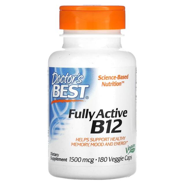 Doctor's Best, Fully Active B12, 1,500 mcg, 180 Veggie Caps on Productcaster.