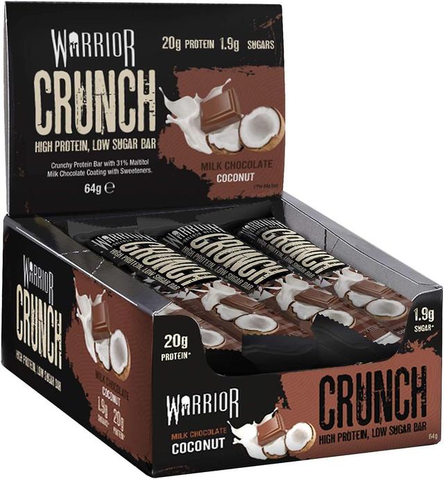 Warrior Crunch Bars Muscle Gain High Protein Milk Chocolate Coconut 12 x 64g on Productcaster.