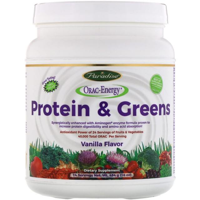 Paradise Herbs Paradise Urter, ORAC Energi, Protein & Grønne, Vaniljesmag, 16 oz (454 g) on Productcaster.