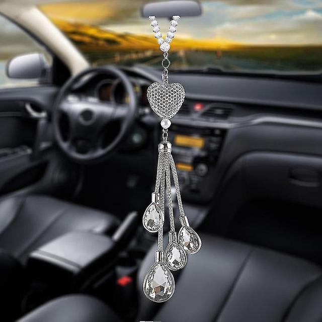 Accessoires suspendre en forme de cur avec strass pour rtroviseur de voiture - Dcoration porte-bonheur pour intrieur de voiture - Pendentif pour on Productcaster.