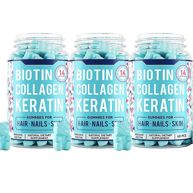 Healthy Hair Nails Skin Collagen Gummies Collagen Gummies Health Supplement With Biotin Folic Acid 3pcs on Productcaster.