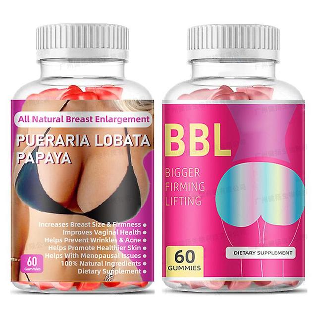 Vorallme 2 Bottle Breast Enhancement Soft Candy+women's Bigger Butt Lift Soft Candy Dietary Supplements Increase Tighten Buttock Chest on Productcaster.