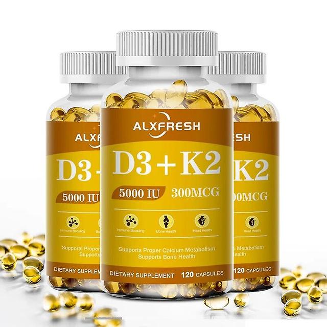 Visgaler Alxfresh 120pcs Vitamin D3k2 Capsule For Boosting Calcium Absorption Bone & Joint Health Increase Immunity Support Heart Health 3 Bottle D3K2 on Productcaster.