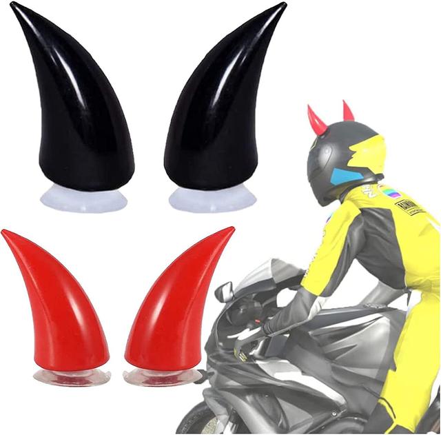 Szczw Corne du Diable Lot de 4 Accessoires de dcoration de Casque de Moto - Souple personnelle Corne Accessoires dmon avec Ventouse Caoutchouc Mou ... on Productcaster.