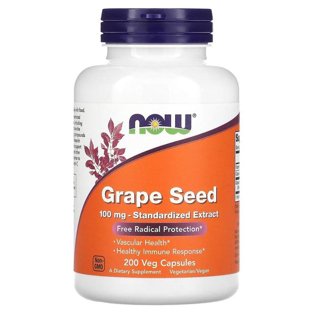 NOW Foods, Semente de Uva, Extrato Padronizado, 100 mg, 200 Veg Cápsulas on Productcaster.