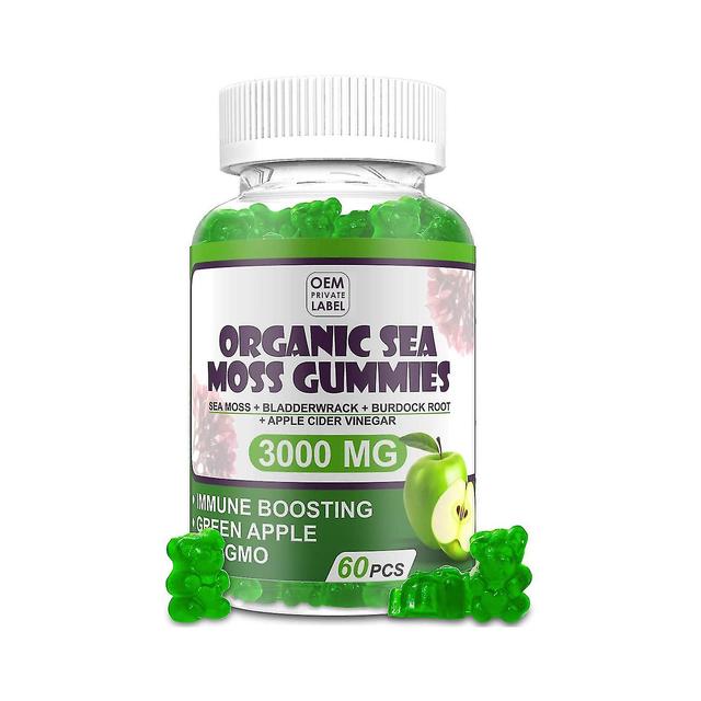 Organic Seaweed Gummies 3000 Mg Green Apple Flavor - Vitamin Supplement Suitable For Adults And Children (60 Capsules) on Productcaster.