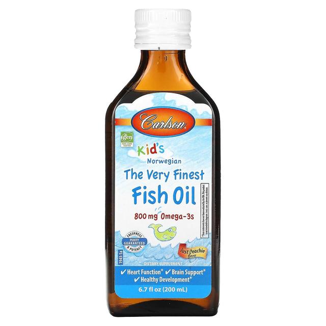 Carlson, Kids Norwegian, The Very Finest Fish Oil, Just Peachie, 800 mg, 6.7 fl oz (200 ml) on Productcaster.