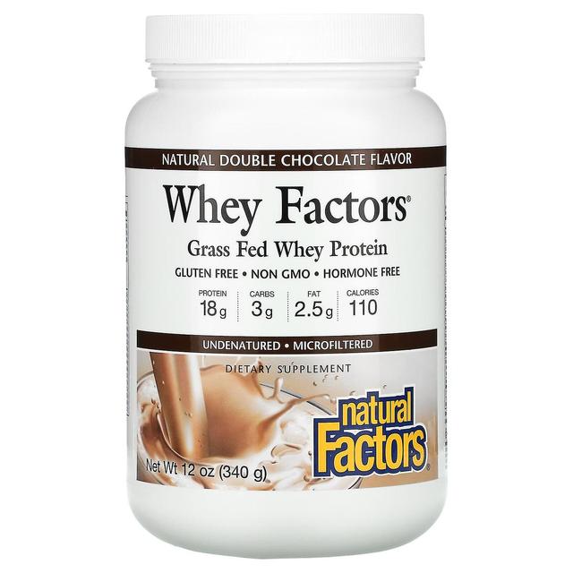 Natural Factors Fatores Naturais, Fatores de Soro de Leite, Proteína de Soro de Leite Alimentada com Capim, Chocolate Duplo Natural, 12 oz (340 g) on Productcaster.