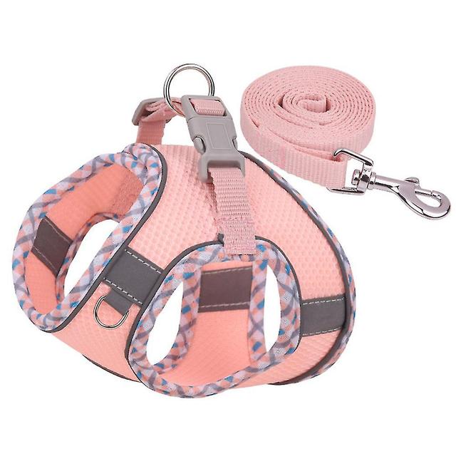 Scacv Harnais de chien réfléchissant Gilet pour animaux de compagnie respirant réglable avec laisse Heavy Duty Sturdy Dog Halter Rose S on Productcaster.