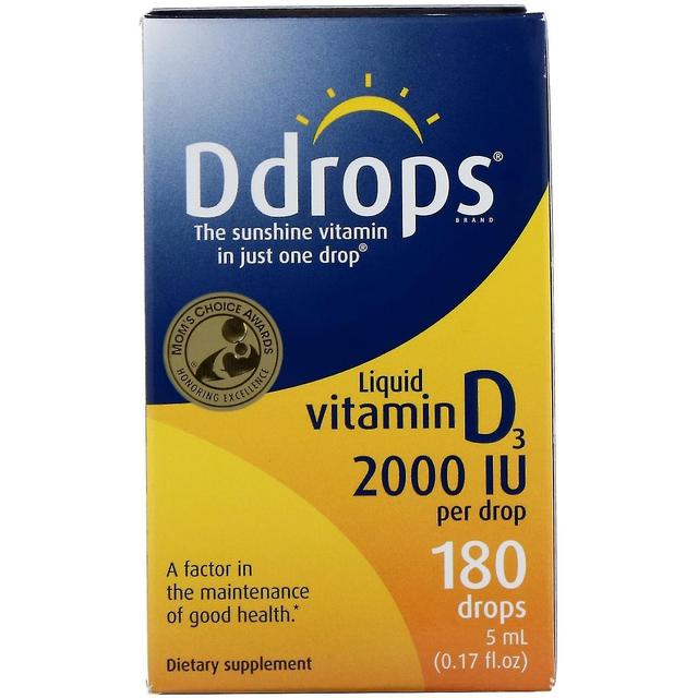 Ddrops, Liquid Vitamin D3, 2,000 IU, 0.17 fl oz (5 ml) on Productcaster.