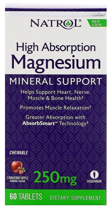 Natrol Magnesium High Absorption 250 mg Cranberry Apple 60 chewable tabs 160 gr on Productcaster.